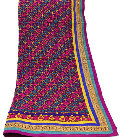 Indian Vintage Dupatta Purple Long Stole Blend Georgette Hand Embroidered Phulkari Stole Scarves Party wear