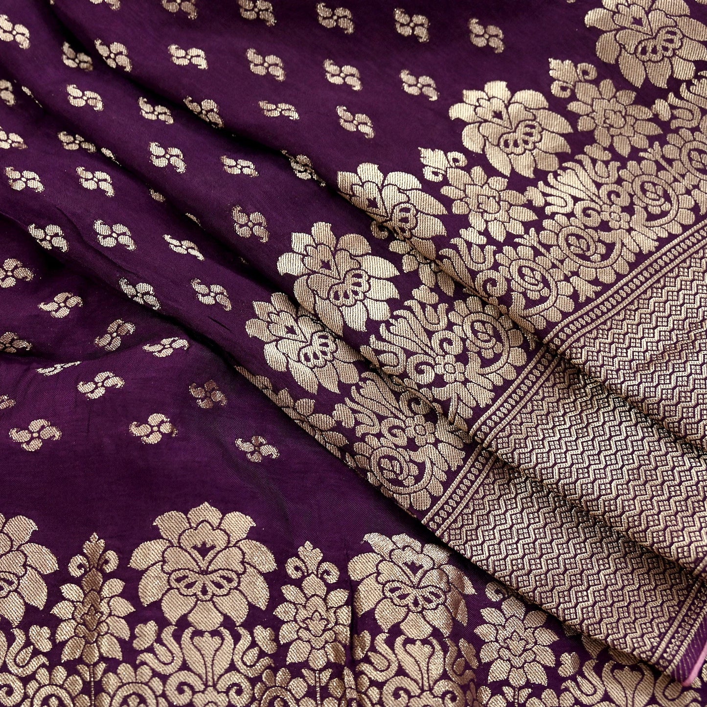 Indian Vintage Purple Dupatta Long Stole Blend silk Woven Banarasi Scarves Veil Scarf Wrap Hippie Boho Soft Floral