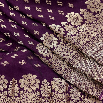 Indian Vintage Purple Dupatta Long Stole Blend silk Woven Banarasi Scarves Veil Scarf Wrap Hippie Boho Soft Floral