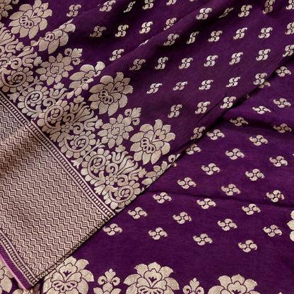 Indian Vintage Purple Dupatta Long Stole Blend silk Woven Banarasi Scarves Veil Scarf Wrap Hippie Boho Soft Floral