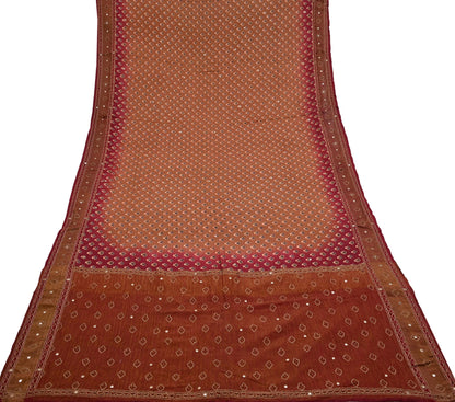 Indian Vintage Dupatta Maroon & Brown Long Stole Pure Silk Hand Embroidered Printed Fabric Scarves Veil Scarf Wrap Hijab Party wear veil