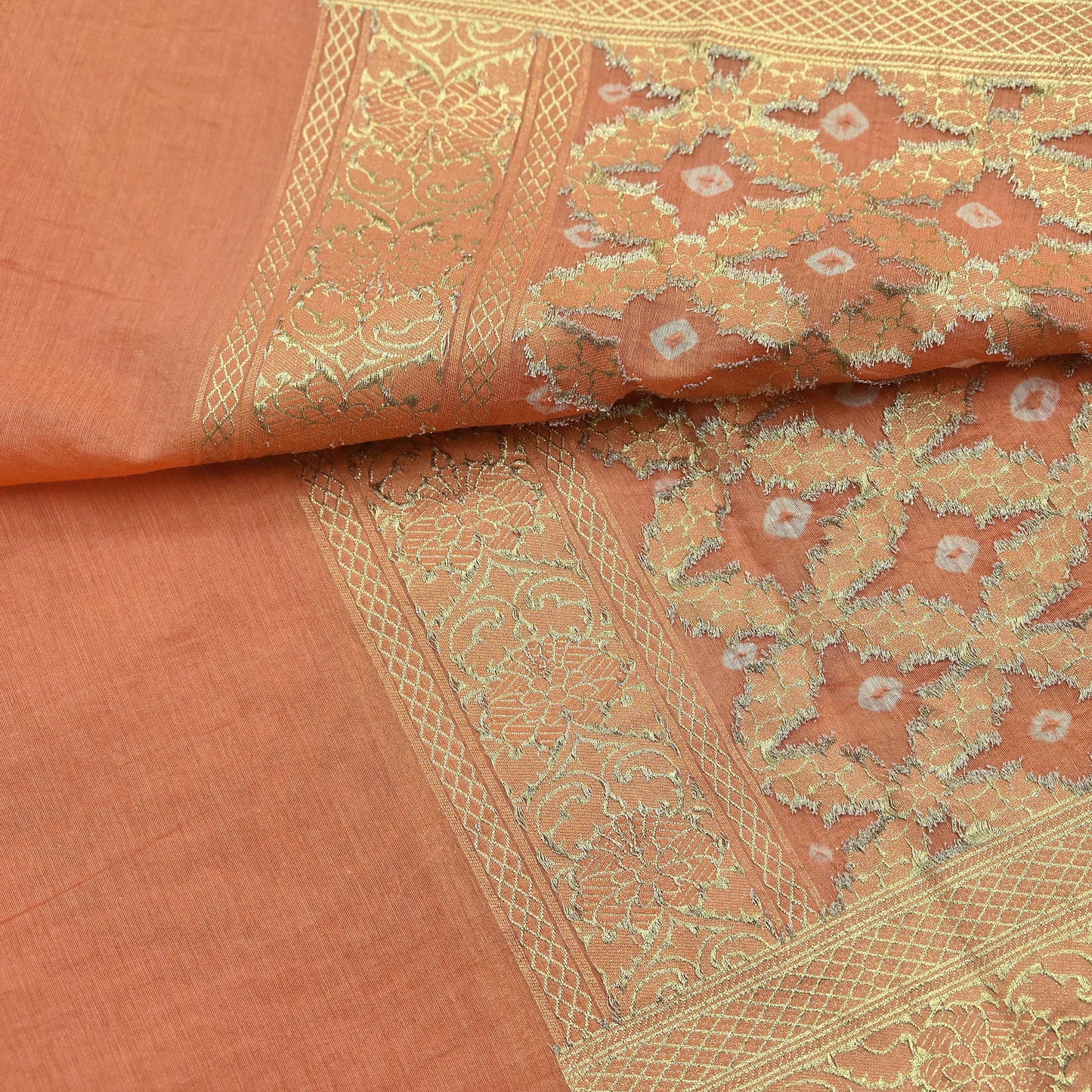 Indian Vintage Green & Orange Dupatta Long Stole Cotton Woven Bandhani Veil Scarves soft Boho Wrap Hijab