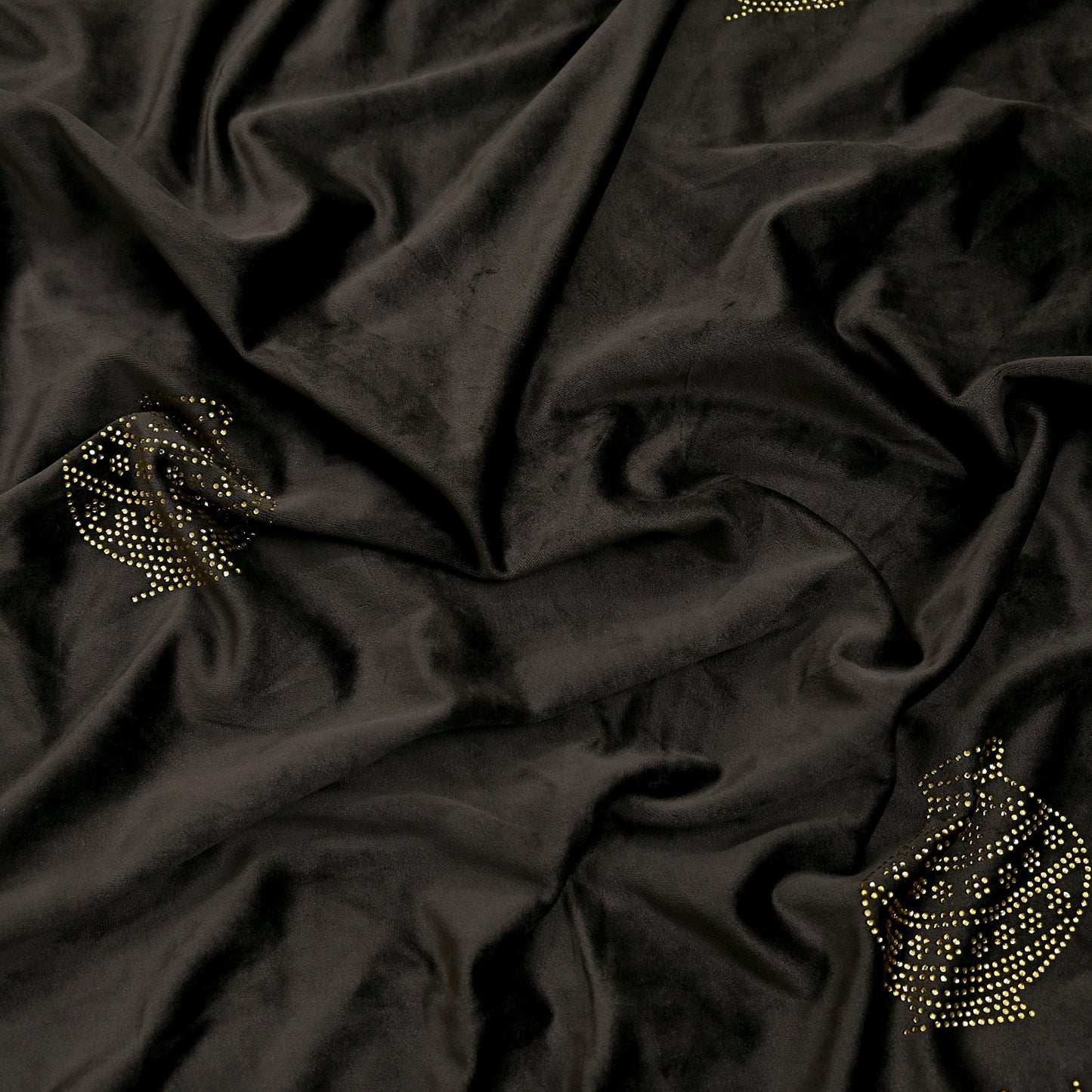 Indian Vintage Heavy Brown Dupatta Velvet Long Stole Hand Embroidered Scarves Golden Border Veil Hijab