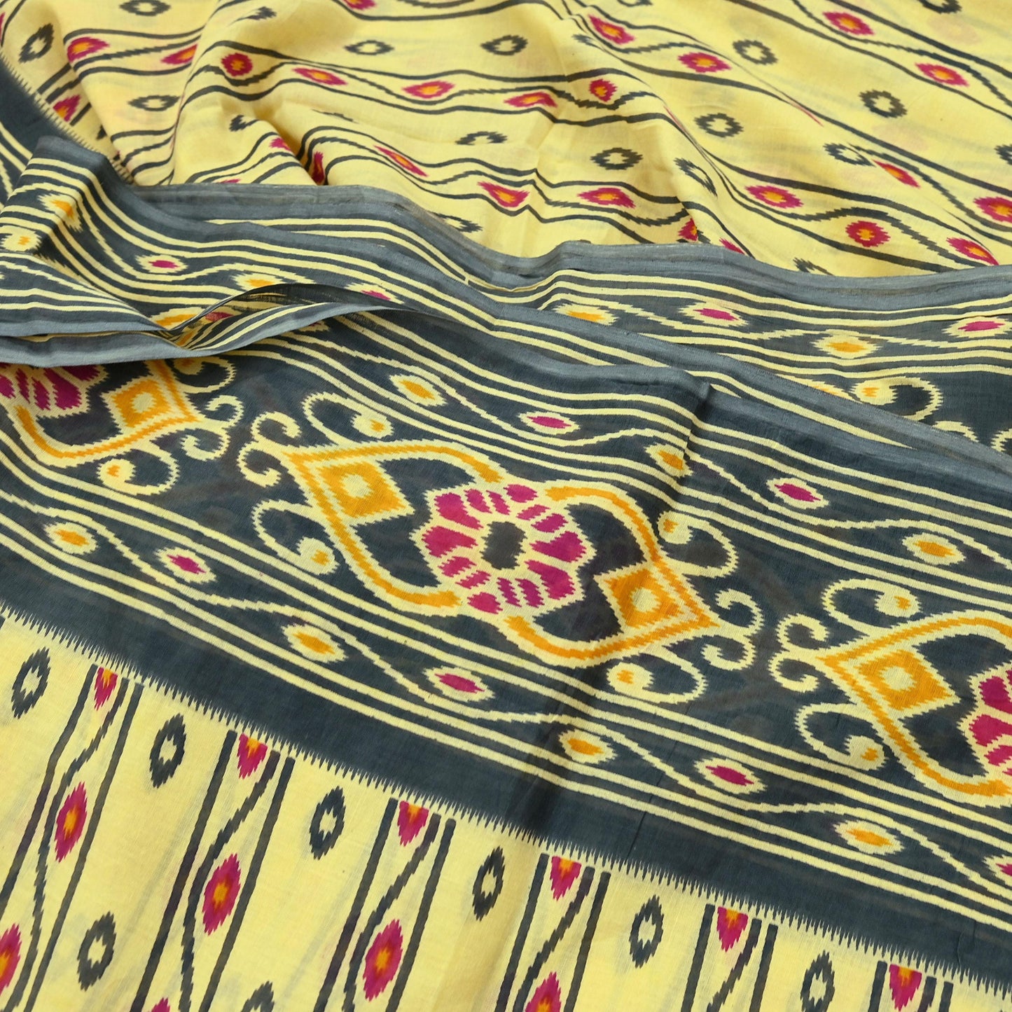 Indian Vintage Sari Blue & Gray Printed 100% Pure Cotton Saree Craft Fabric 5Yd Soft Sewing Sarong Wrap Boho Stripes Dress making Quilting