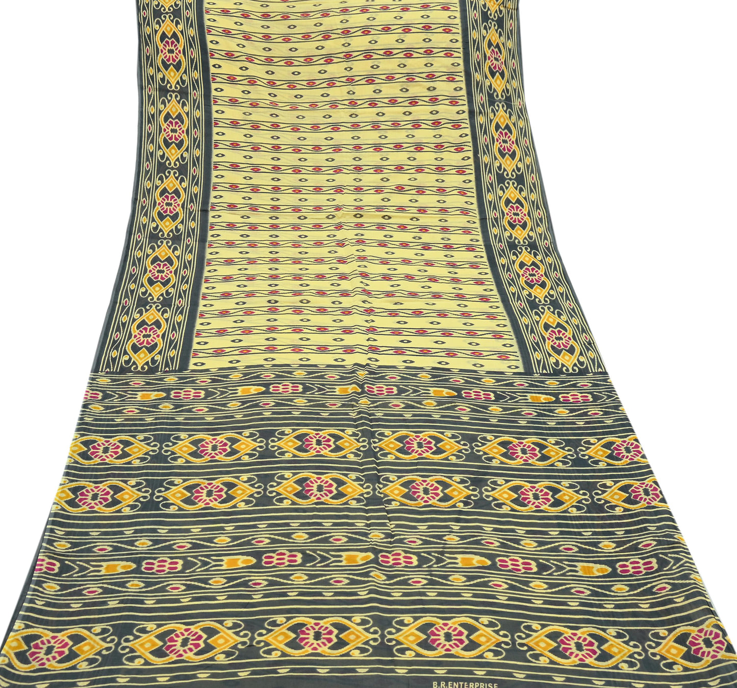 Indian Vintage Sari Blue & Gray Printed 100% Pure Cotton Saree Craft Fabric 5Yd Soft Sewing Sarong Wrap Boho Stripes Dress making Quilting