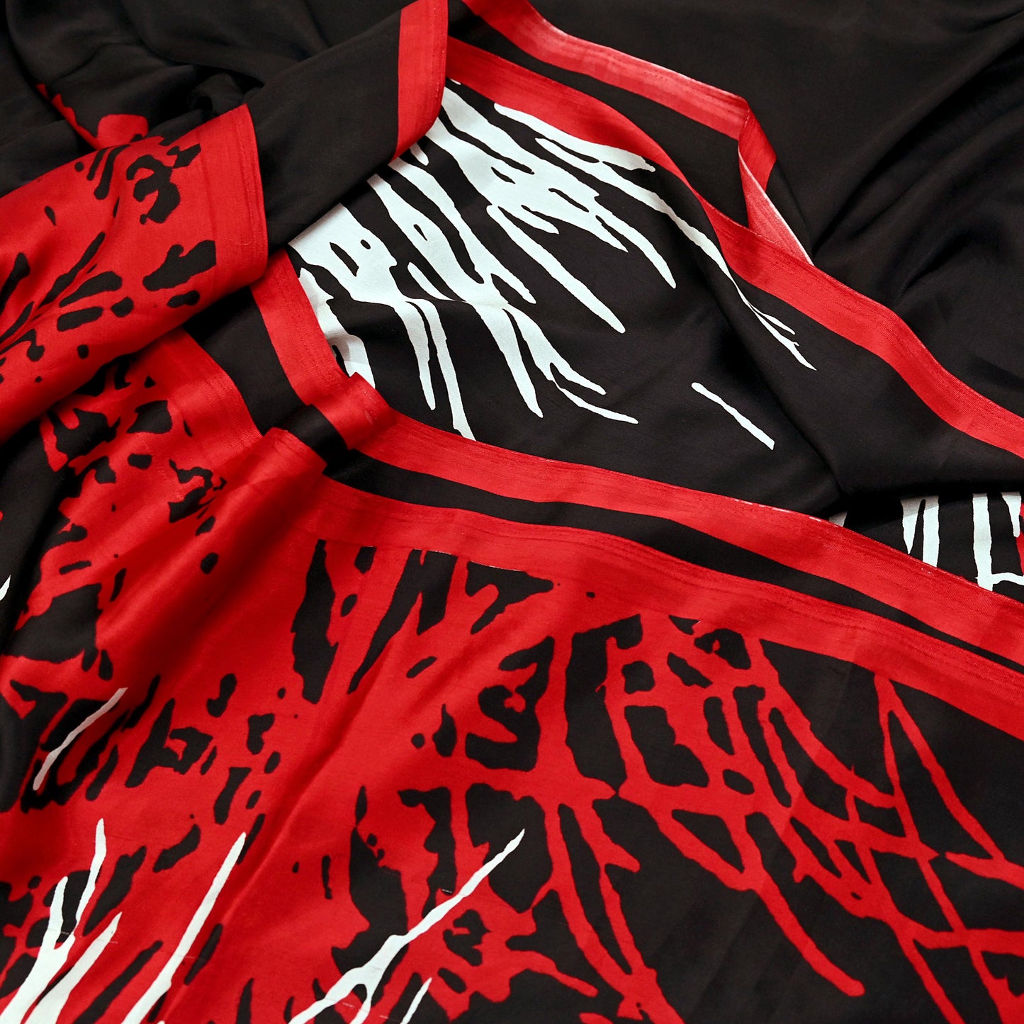 Indian Vintage Saree Black Satin Printed Sari 6yd Sewing Floral Soft Craft Fabric Dressmaking For Crafting Quilting Upcycle