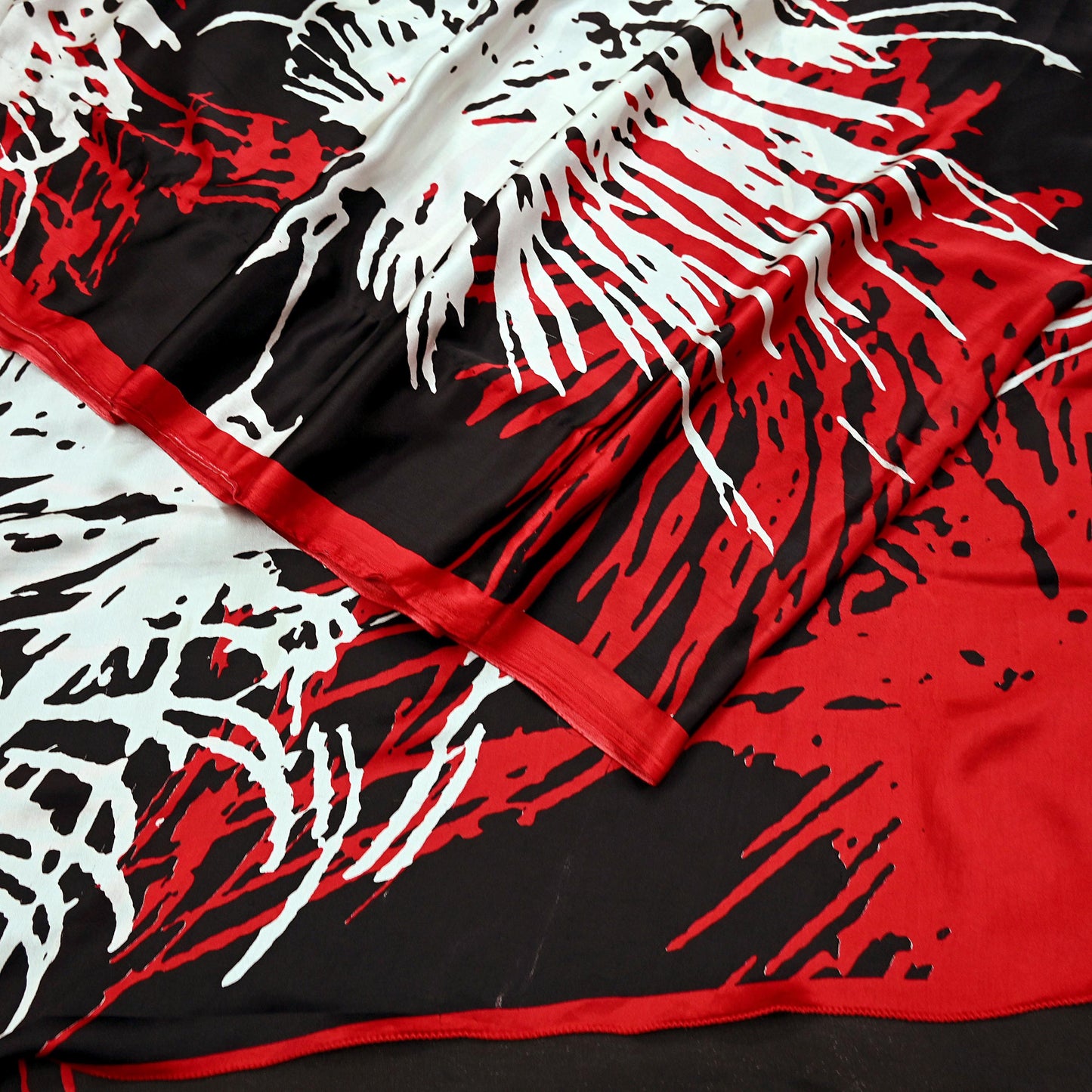 Indian Vintage Saree Black Satin Printed Sari 6yd Sewing Floral Soft Craft Fabric Dressmaking For Crafting Quilting Upcycle