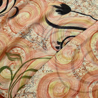 Women Indian Vintage Sari Ivory Pure Georgette Silk Printed Sarees Craft Fabric Sewing 5Yd Soft Dress Making Quilting Crafting