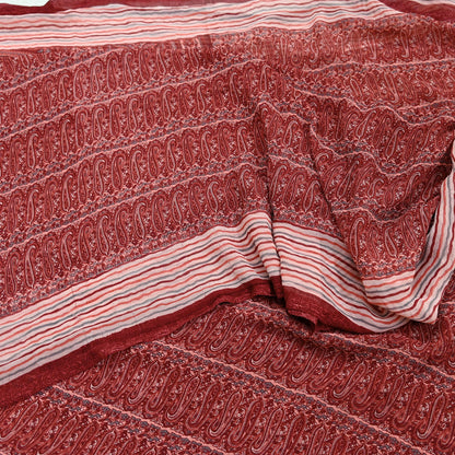 Women Vintage Sari Maroon & Peach Pure Georgette Silk Printed Saree Craft Fabric Sewing 5Yard Soft Light Dress Making Floral