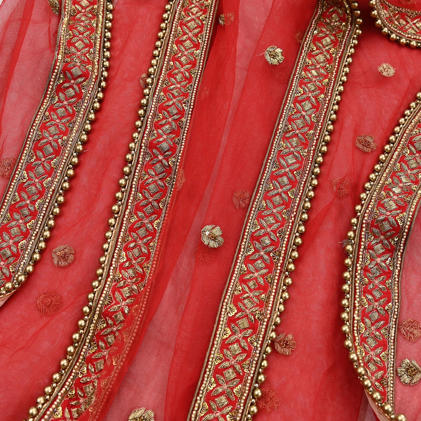 Indian Heavy Wedding Red Raw Silk/Net Hand Embroidered Lehenga 2pcs Set By Designer Sabyasachi Bridal Wear