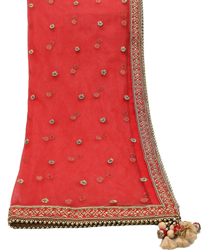 Indian Heavy Wedding Dupatta Red Net Long Stole Hand Embroidered By Designer Sabyasachi Scarves Zardozi Bridal Veil