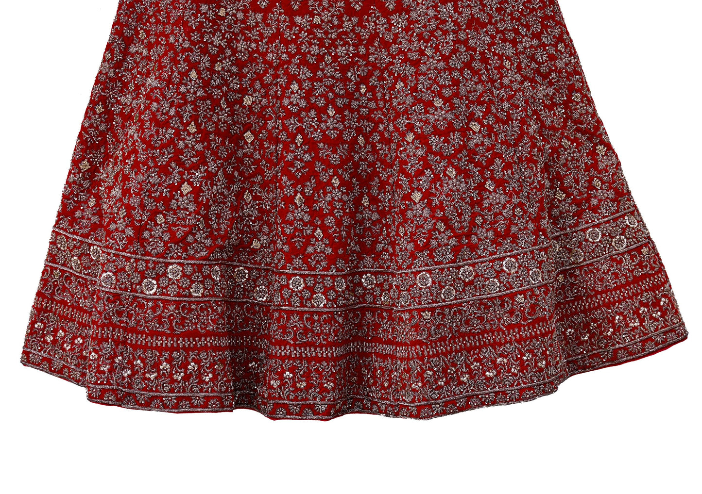 Indian Heavy Red Velvet Hand Embroidered Semi stitched Lehenga/Skirt Bridal Wear Zardozi/ Dabka Bollywood skirt Party wear