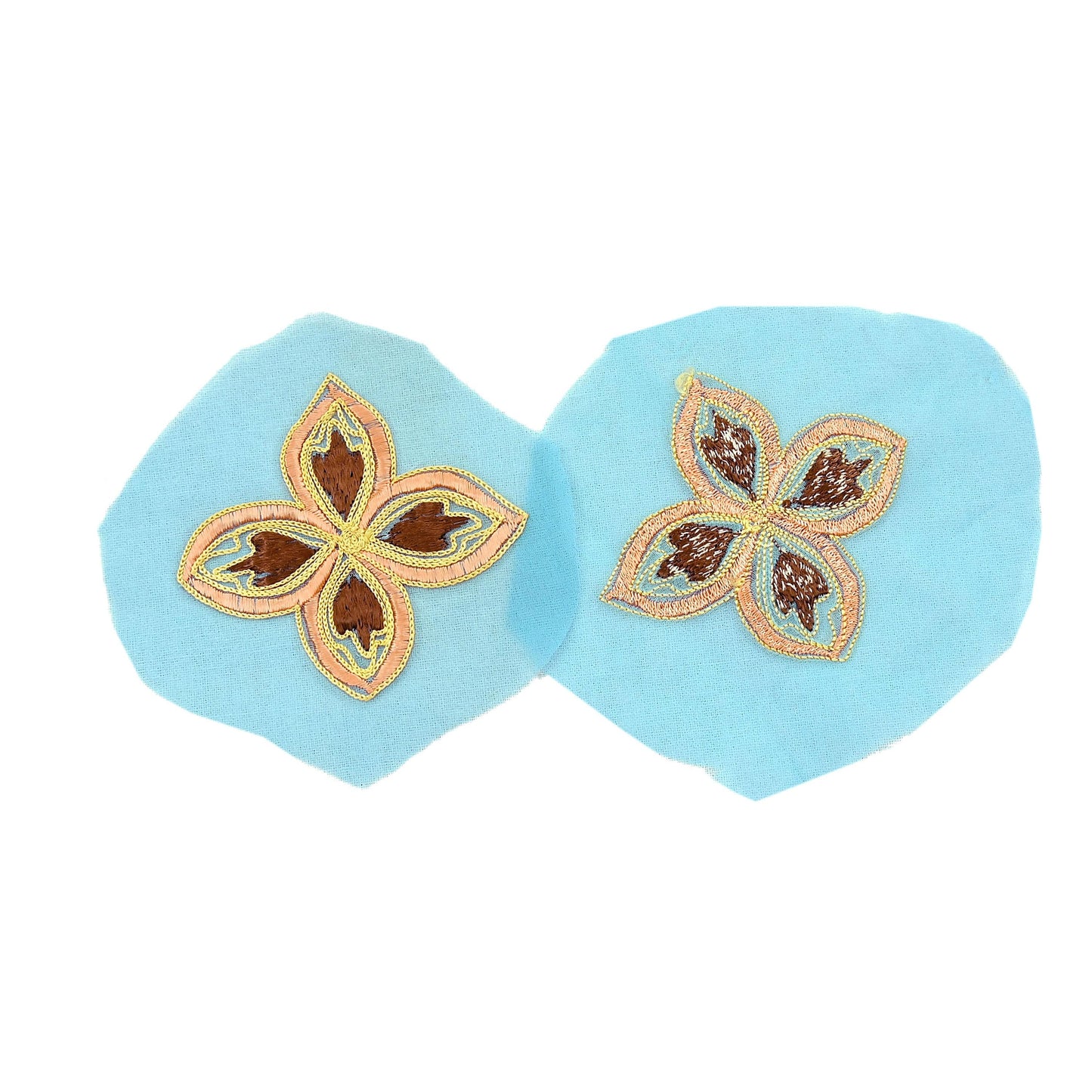 Indian Vintage Blue Georgette Rare Appliques - set of 6 Embroidered VERY OLD ANTIQUE Snippets Remnants Craft Journals
