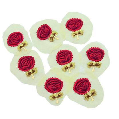 Indian Vintage Yellow Georgette Rare Appliques - set of 8 Embroidered VERY OLD ANTIQUE Snippets Remnants Craft Journals