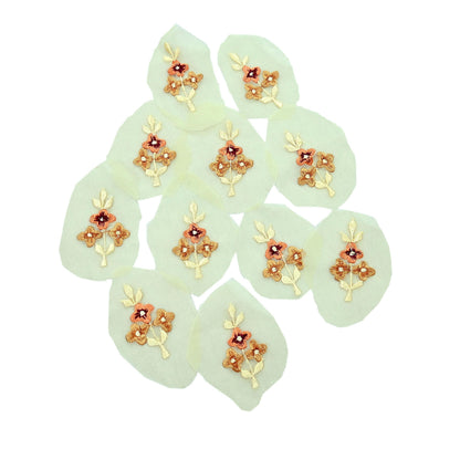 Indian Vintage Yellow Georgette Rare Appliques - set of 10 Embroidered VERY OLD ANTIQUE Snippets Remnants Craft Journals