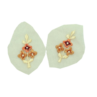 Indian Vintage Yellow Georgette Rare Appliques - set of 10 Embroidered VERY OLD ANTIQUE Snippets Remnants Craft Journals