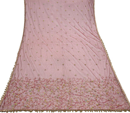 Vintage Bridal Heavy Maroon Net Dupatta Hand Embroidered Zardozi, Dabka, Zari, Sequins Work Wedding Veil Stole