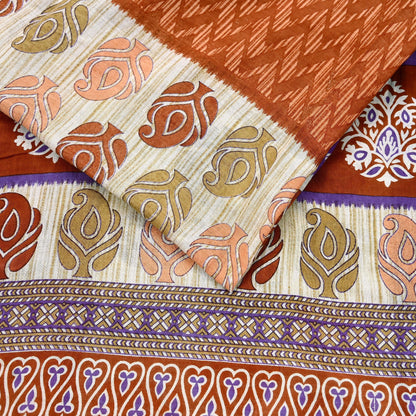 Indian Vintage Multi Saree Printed 100% Pure Cotton Sari Craft Fabric Soft 5Yd Sewing Sarong Wrap Boho Dress Making Quilting Crafting