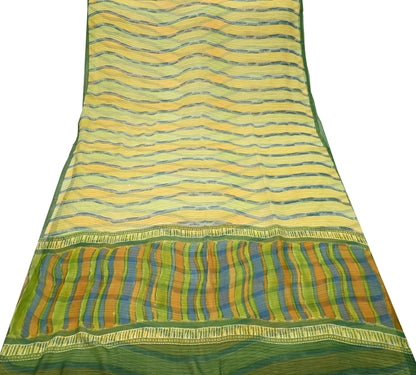 Women Vintage Sari Multi Pure Georgette Silk Printed Saree Craft Fabric Sewing 6Yard Soft Light Dress Making Floral Dress making Crafting