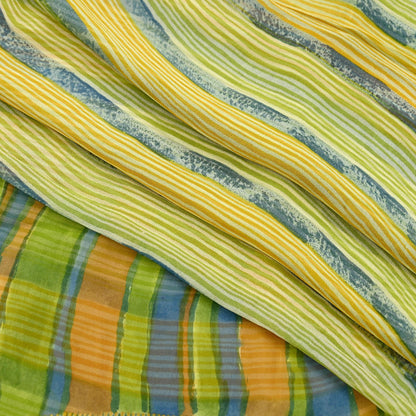 Women Vintage Sari Multi Pure Georgette Silk Printed Saree Craft Fabric Sewing 6Yard Soft Light Dress Making Floral Dress making Crafting