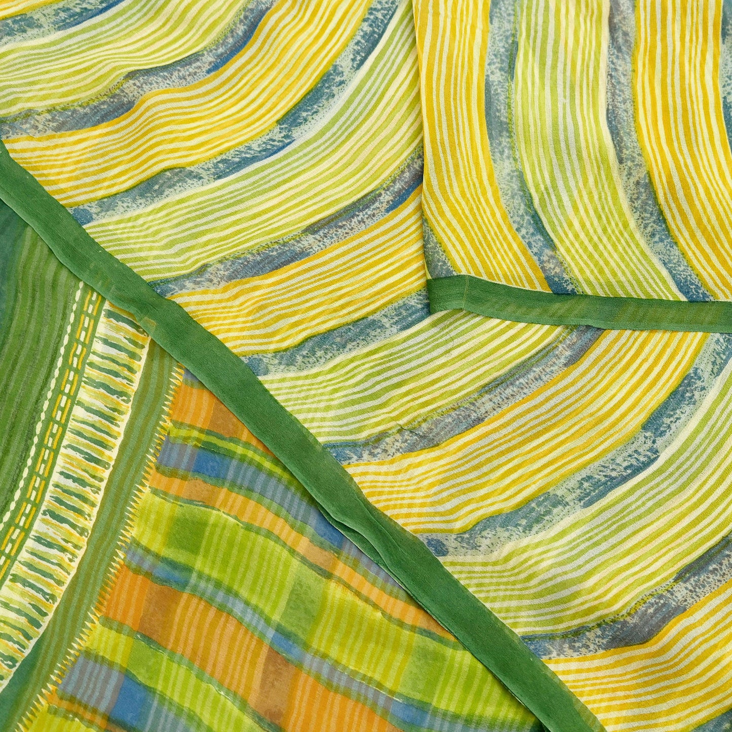 Women Vintage Sari Multi Pure Georgette Silk Printed Saree Craft Fabric Sewing 6Yard Soft Light Dress Making Floral Dress making Crafting