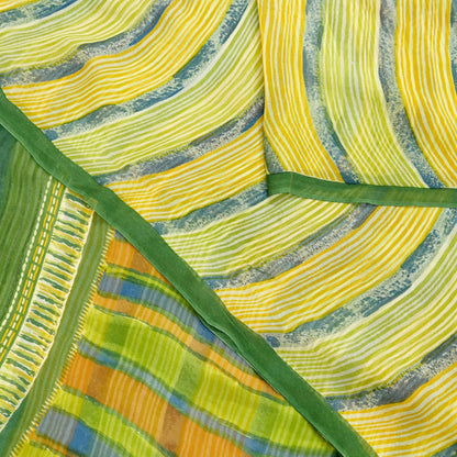 Women Vintage Sari Multi Pure Georgette Silk Printed Saree Craft Fabric Sewing 6Yard Soft Light Dress Making Floral Dress making Crafting