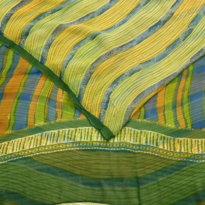 Women Vintage Sari Multi Pure Georgette Silk Printed Saree Craft Fabric Sewing 6Yard Soft Light Dress Making Floral Dress making Crafting