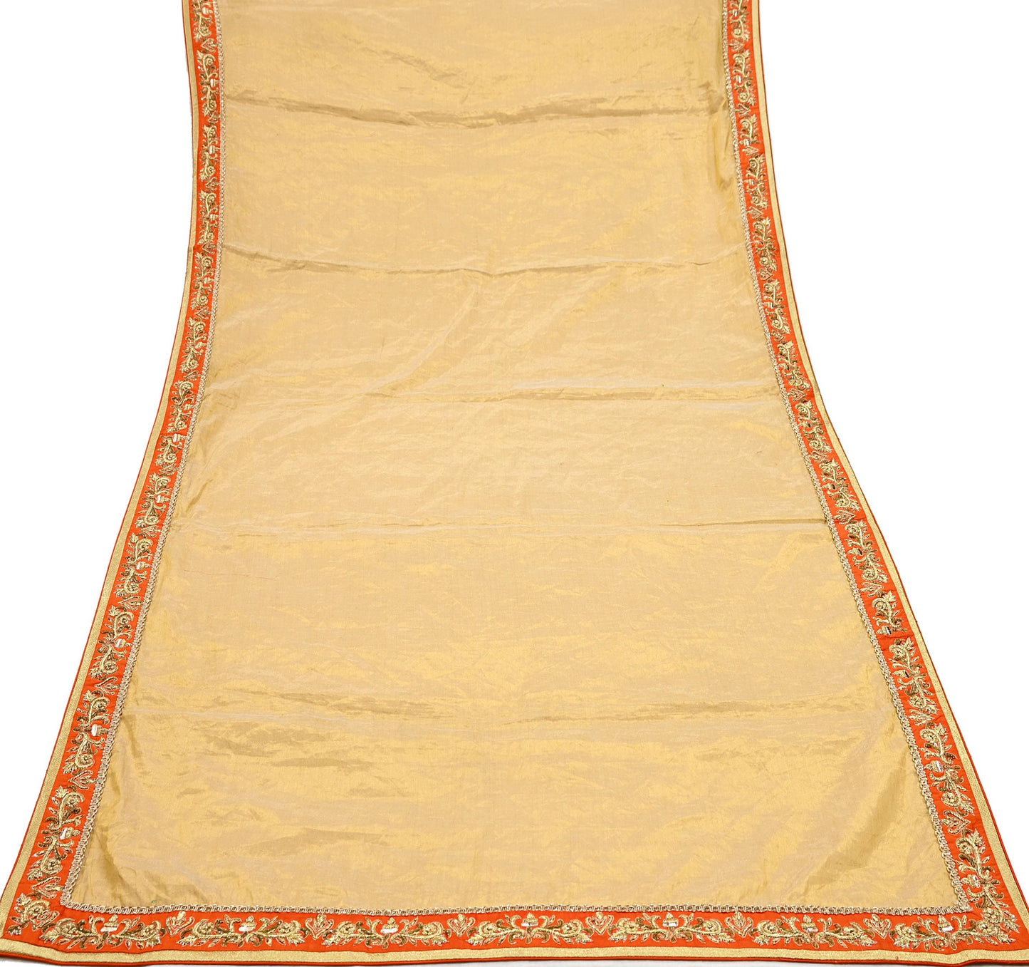 Indian Heavy Orange & Golden Pure Silk Pure Tissue Silk Hand Embroidered Lehenga 3pcs Set Designer By Manish Malhotra Party Wear