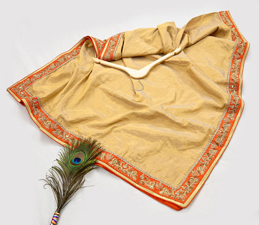 Indian Pre-owned Heavy Golden Pure Tissue Silk Hand Embroidered Dupatta Designer By Manish Malhotra Zardozi Bridal Veil