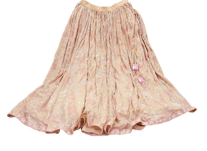 Indian Pre-owned Beige Heavy Pure Georgette silk Hand Embroidered Lehenga/Skirt Designer By Abu Jani Bridal Wear