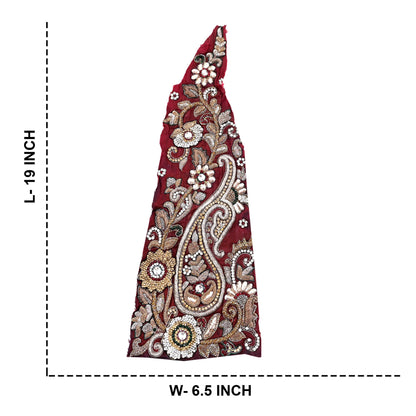 Indian Vintage Maroon Chanderi Appliques  Set of 1 | Hand-Embroidered Floral Patches with Zardozi,Dabka, Zari,for Craft, Journals