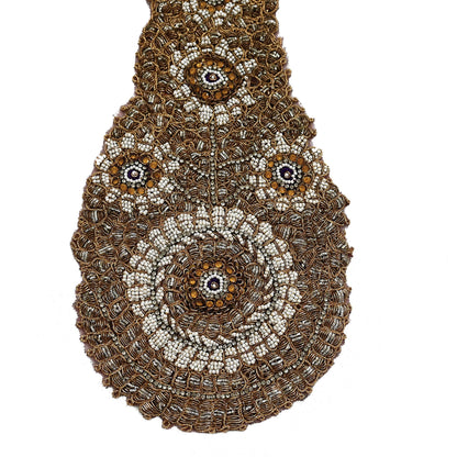 Indian Vintage Net/Mesh Appliques  Set of 1 | Hand-Embroidered Floral Patches with Zardozi,Dabka, Zari,for Craft, Journals