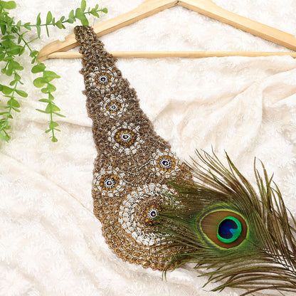 Indian Vintage Net/Mesh Appliques  Set of 1 | Hand-Embroidered Floral Patches with Zardozi,Dabka, Zari,for Craft, Journals