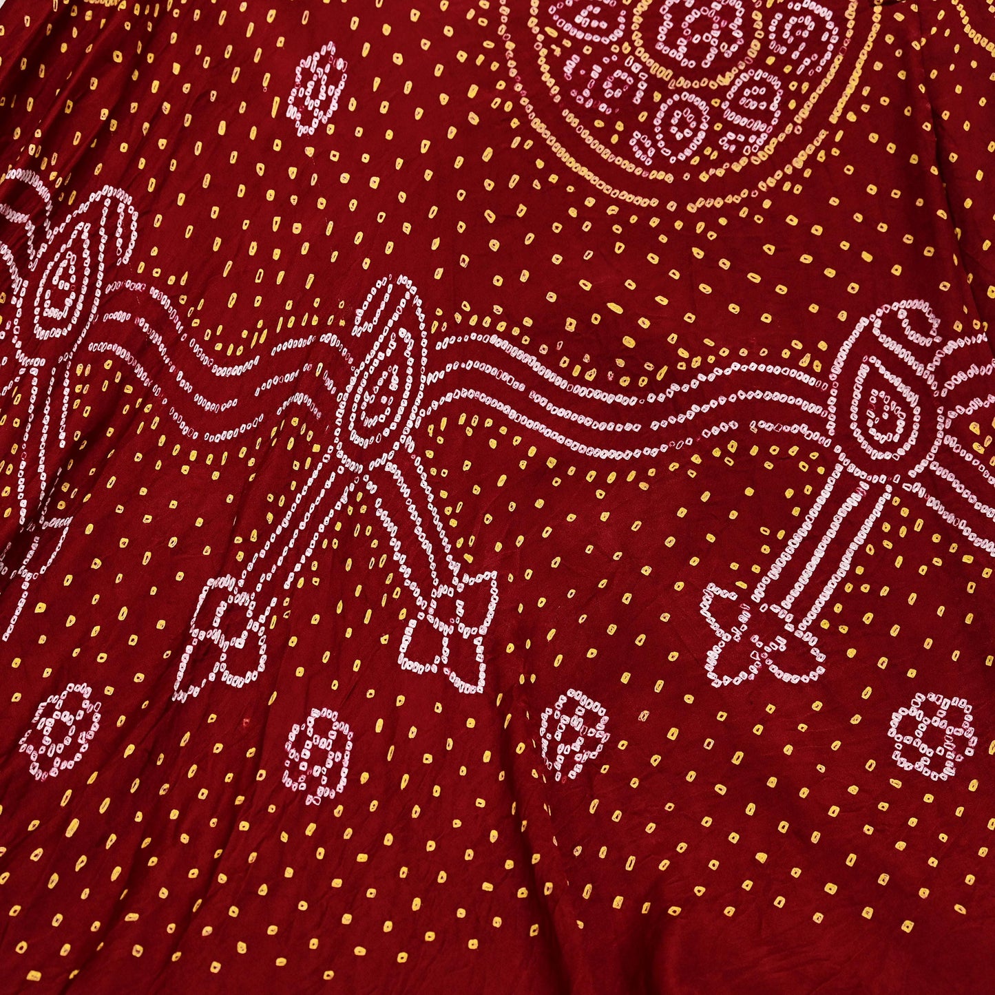 Indian Vintage red Pure satin silk Bandhani printed Lehenga/Skirt garba night Wear