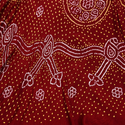 Indian Vintage red Pure satin silk Bandhani printed Lehenga/Skirt garba night Wear