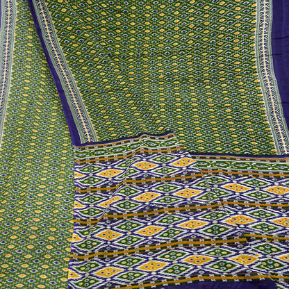 Indian Vintage Sari Blue & Green Pure Cotton Printed Sarees Craft Fabric 5Yd Soft Sewing Sarong Wrap Boho Floral Quilting Upcycle Crafting