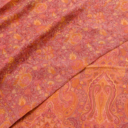Indian Vintage Sari Brown Printed 100% Pure Satin Silk Sarees 5yd Sewing Craft Fabric Dress Making Wrap Upcycle Quilting Crafting