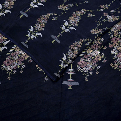 Indian Vintage Sari Gray & Blue Pure Silk Printed Saree 5yd Craft Fabric Sewing Floral Soft Dress Making Wrap used Quilting Crafting Upcycle