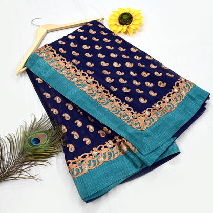 Indian Heavy Sari Blue Pure Georgette Silk Hand Embroidered Sarees Designer Sabyasachi 6Yd Sewing Ethnic Bollywood party wear saree Dabka