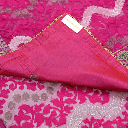 Indian Pre-Owned Sari Magenta Pure Silk Hand Embroidered Jamdani Designer Manish Malhotra Sarees Ethnic Zardozi/Zari wedding Saree