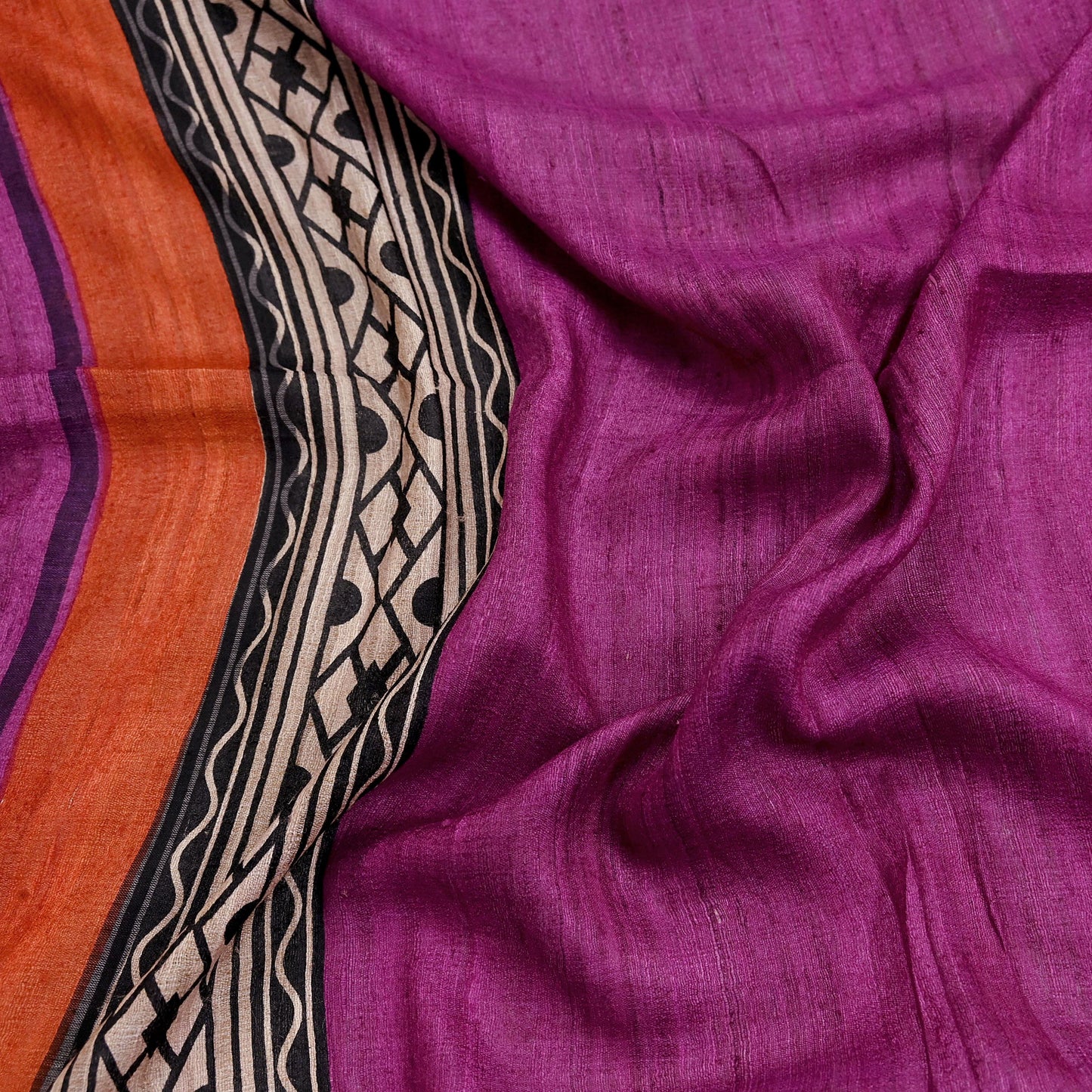 Indian Vintage Purple Dupatta Long Stole 100% Pure Khadi Silk Hand Woven/ Printed Scarves Veil Scarf Wrap Hippie Fringes