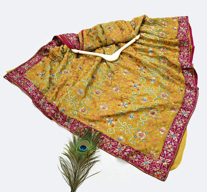 Indian Heavy Sari Mustard Pure Georgette Silk Hand Embroidered Sarees Designer Manish Malhotra 6Yd Sewing Ethnic Bollywood party wear saree