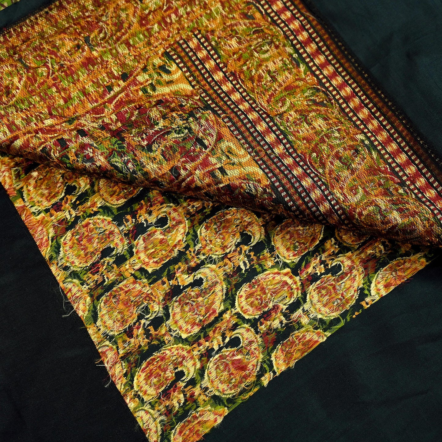 Vintage Heavy Black Sarees Pure Silk Hand Woven Sari Craft Fabric 5Yd Sewing Soft Ethnic Zari Dress Making Wedding Sari