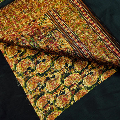 Vintage Heavy Black Sarees Pure Silk Hand Woven Sari Craft Fabric 5Yd Sewing Soft Ethnic Zari Dress Making Wedding Sari