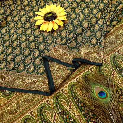 Vintage Heavy Black Sarees Pure Silk Hand Woven Sari Craft Fabric 5Yd Sewing Soft Ethnic Zari Dress Making Wedding Sari