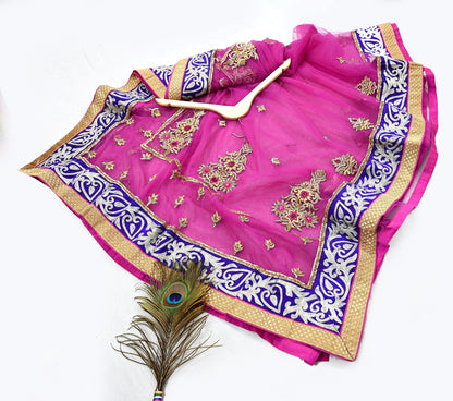 Indian Pre-owned Sari Purple Net/Mesh Hand Embroidered Anamika Khanna Designer Sarees Ethnic 6Yd Sewing  Zardozi/Dabka Zari Wedding Sarees