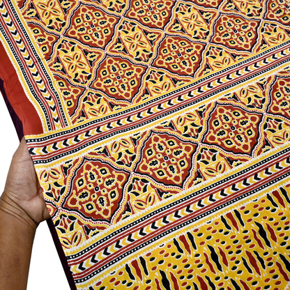 Indian Vintage Rusty Sarees Pure Cotton Block Printed Sari 5yd Sewing Craft Fabric DressMaking Soft Crafting Quilting Upcycle