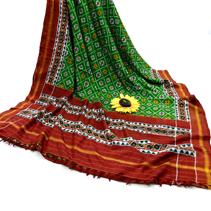 Indian Antique Vintage Hand Woven Double Ikat Patola Sarees 100% Pure Silk Craft Fabric 5Yd Dress Making Sewing For wearing