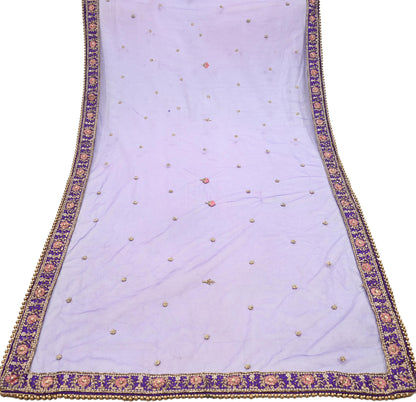 Indian party wear Purple Net Raw silk Hand Embroidered Semi Stitched Lehenga Set of 3pcs Bollywood style wedding wear