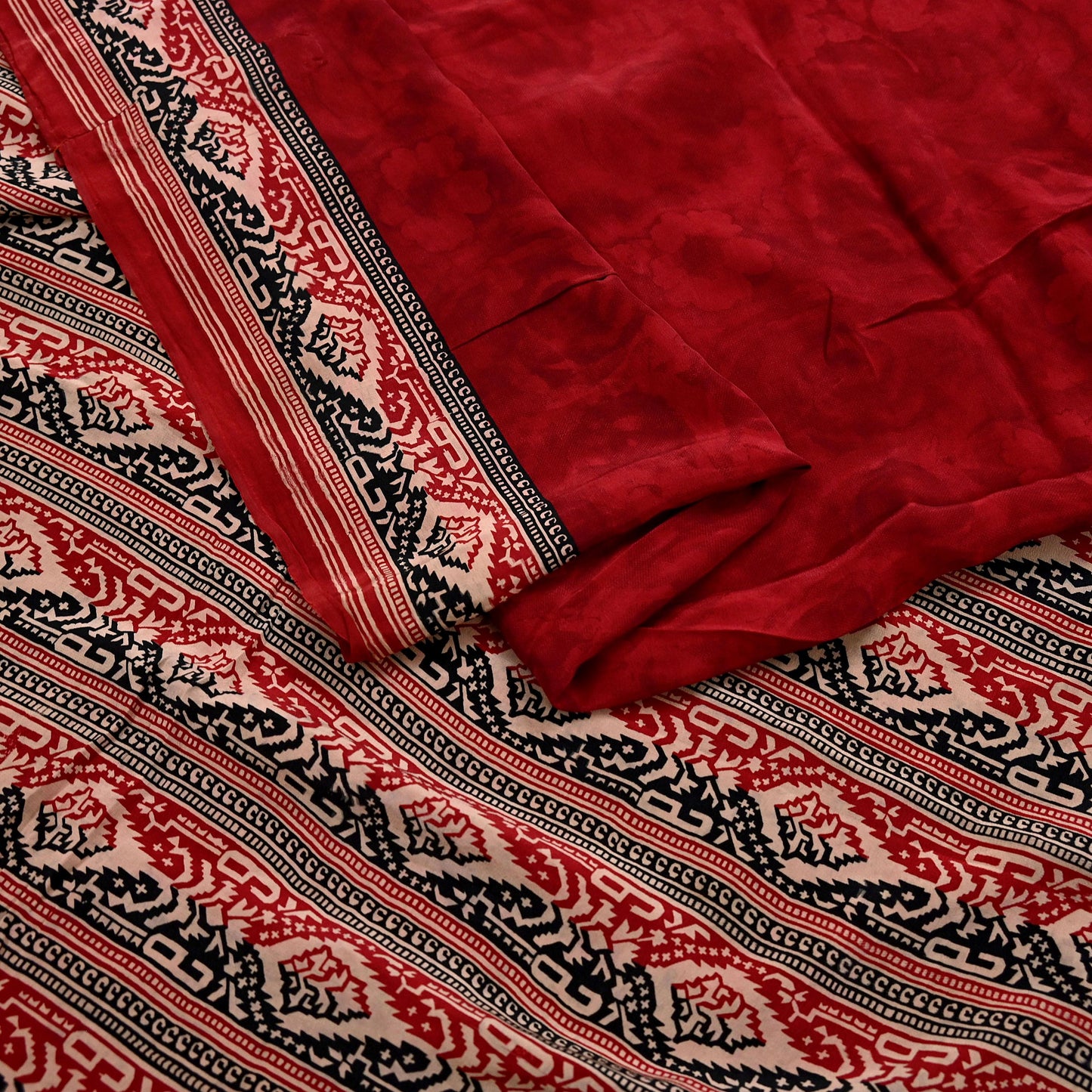 Indian Vintage Sari Maroon Pure Crepe Silk Block Printed Saree 5yard Sewing Quilting Floral Soft Craft Fabric Wrap